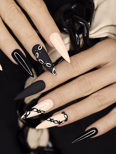 Well-manicured hands featuring intricate nail art