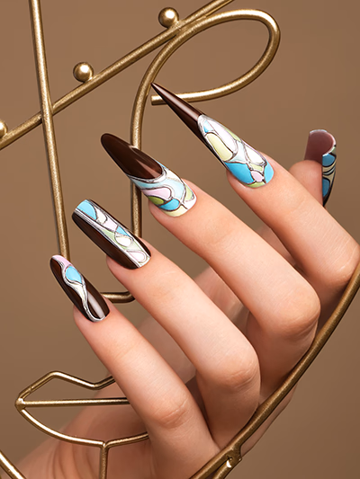 Trendy nail art on well-manicured hand
