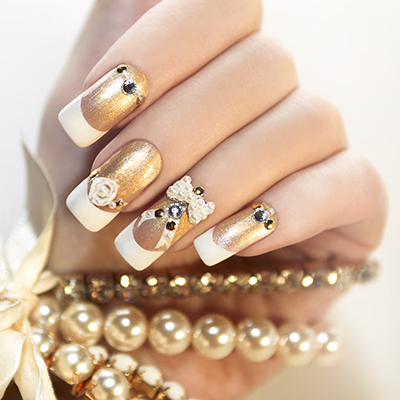 Trendy nail art on well-manicured hand